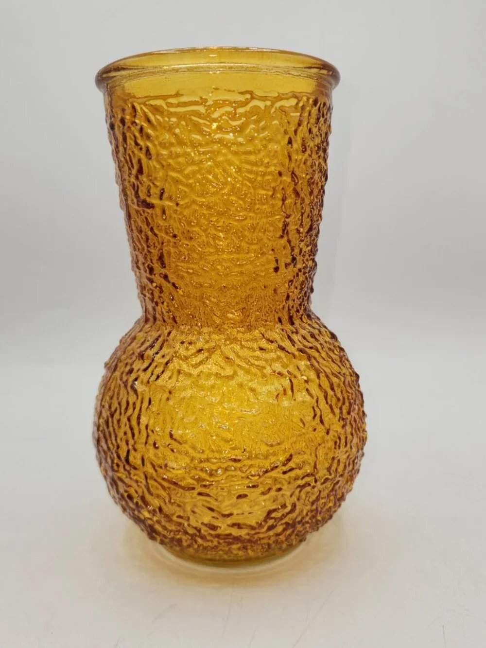 Vintage Style Amber Glass Vase with Crinkle Texture 7